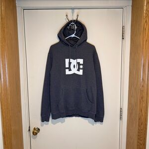 Vintage DC Shoes Logo Hoodie Gray Y2K Skater Grunge Streetwear Punk Size Medium